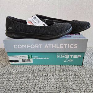 Skechers Go Step Lite 5GEN Comfort Women's Size 7.5 Slip On Shoes Black/Grey NWT